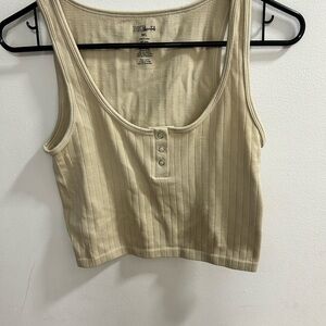 BKE Essentials Cream Ribbed Tank Top